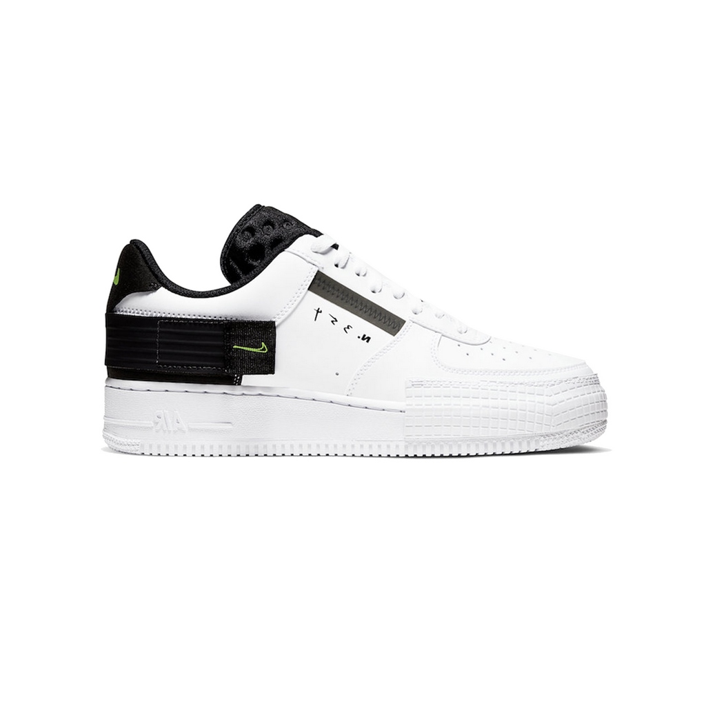 nike air force 1 type white black volt